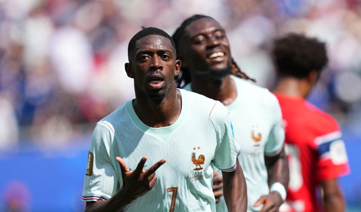 Frankrikes Ousmane Dembele stod för ett hattrick mot Norge. Foto: Martin Meissner/AP/TT