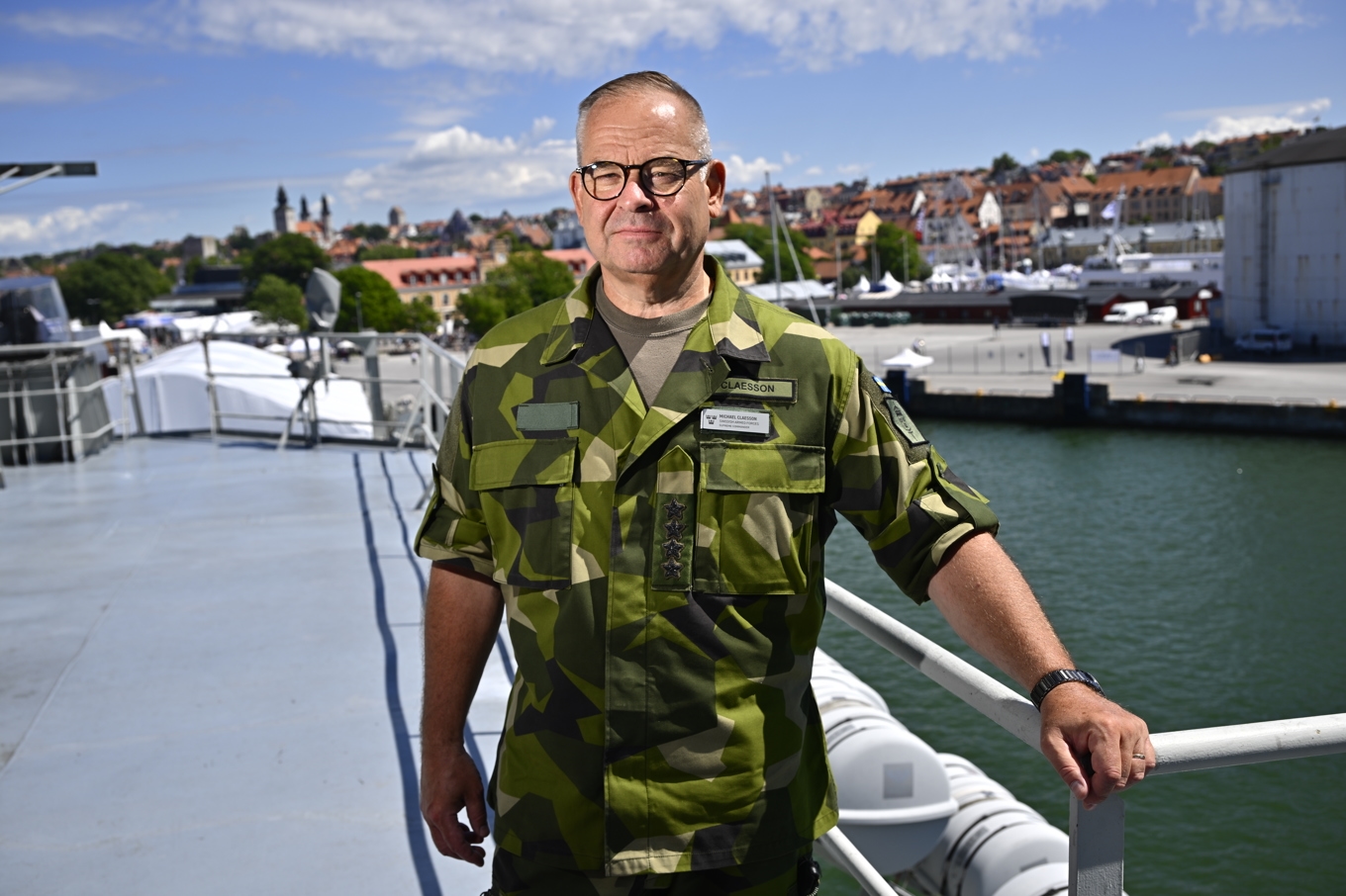 Överbefälhavaren Michael Claesson i Visby under politikerveckan i Almedalen. Foto: Anders Wiklund/TT