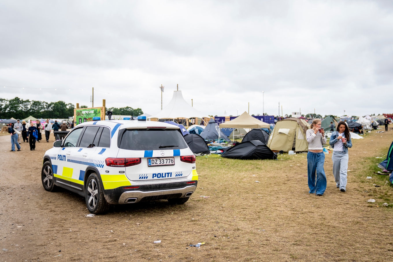 Polis på plats under Roskildefestivalen tidigare i veckan. Tre våldtäkter har anmälts under festivalveckan. Foto: Ida Marie Odgaard/Scanpix Denmark/TT