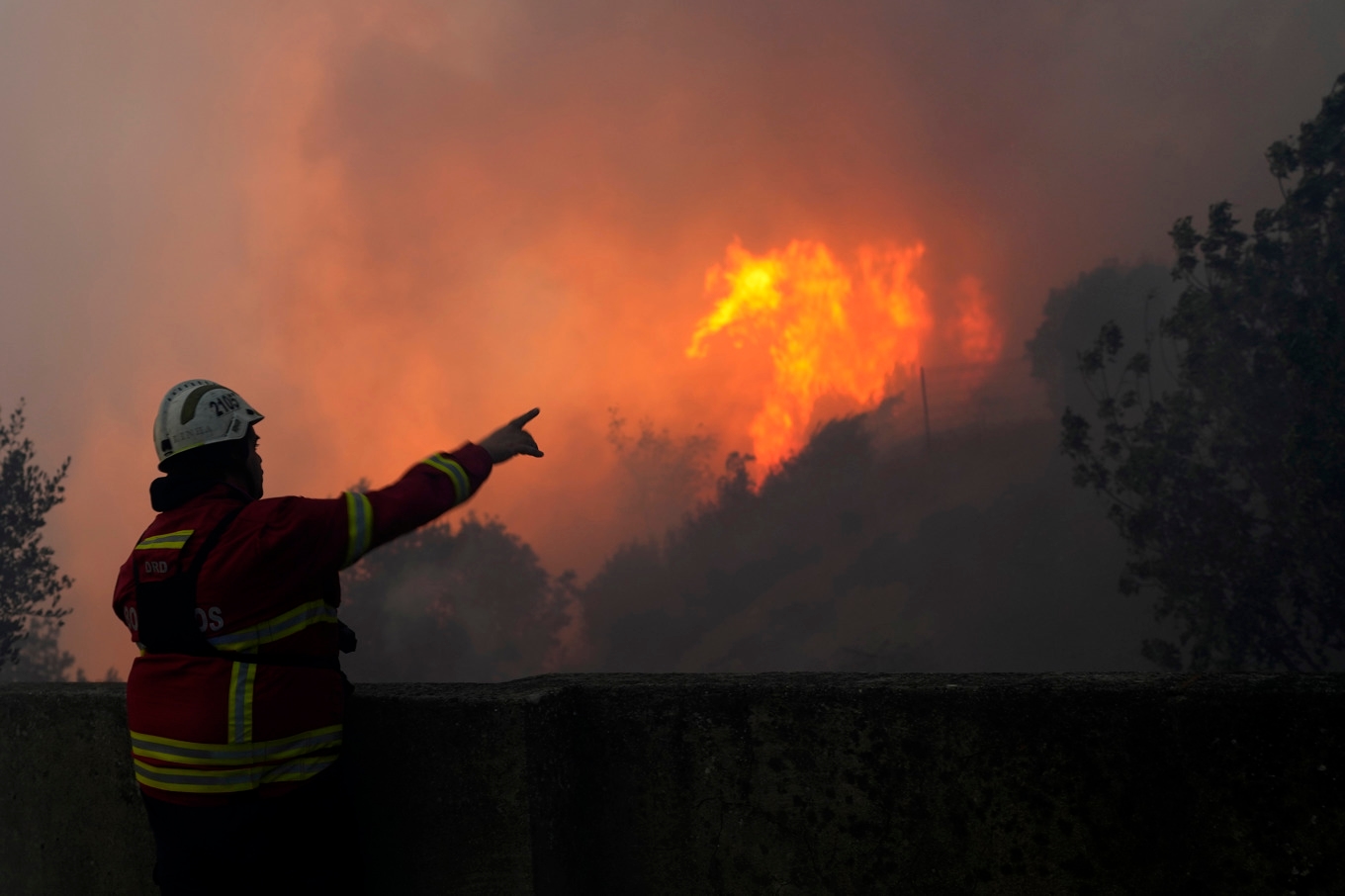En terrängbrand i Portugal bekämpas av cirka 1 200 brandmän. Arkivbild. Foto: Armando Franca/AP/TT