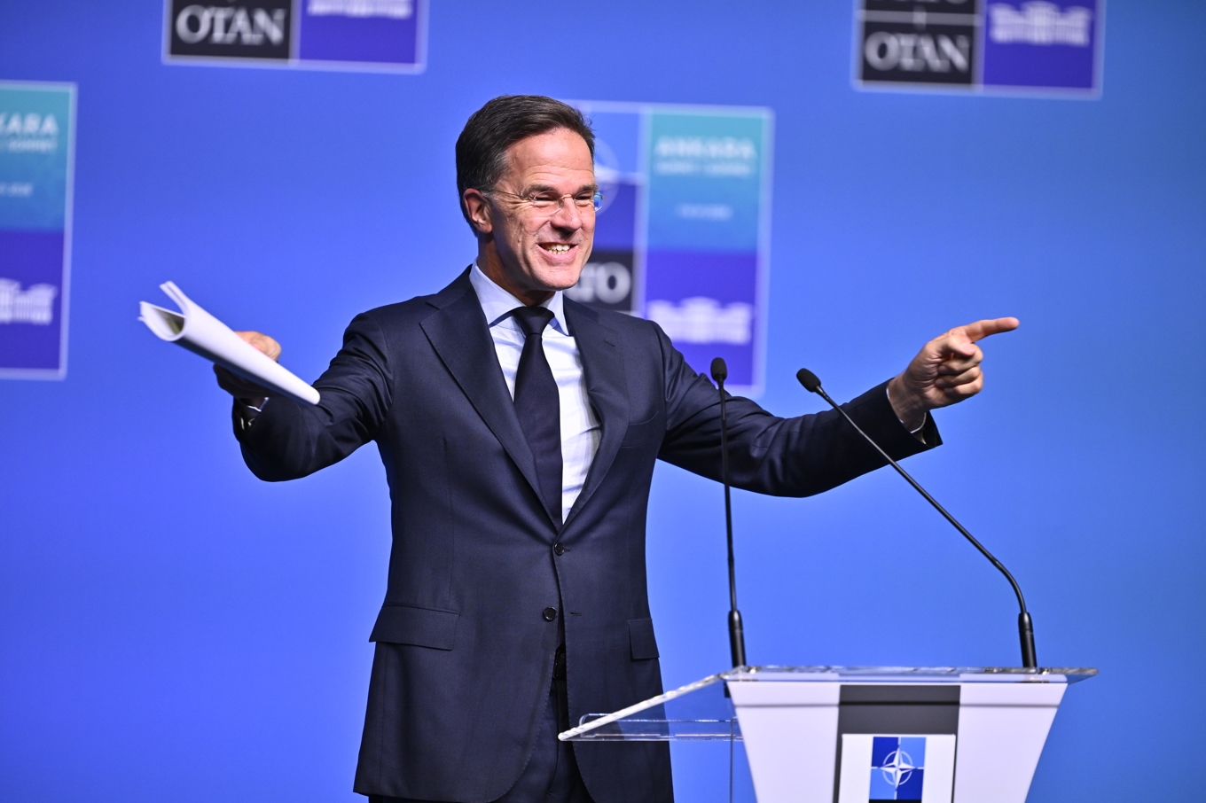 Natos generalsekreterare Mark Rutte håller presskonferens inför Nato-toppmötet i Ankara, Turkiet. Foto: Christine Olsson/TT