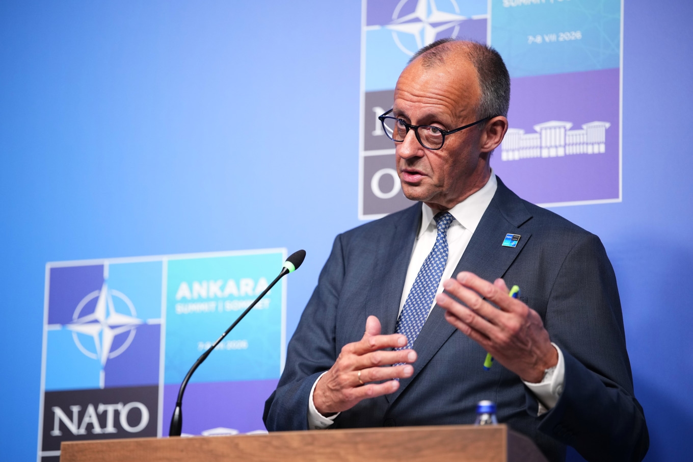 Tysklands förbundskansler Friedrich Merz på Natomötet i Ankara. Foto: Emrah Gurel/AP/TT