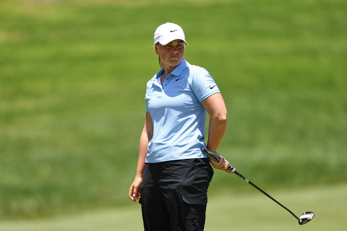 Maja Stark tappade i täten efter en tyngre andra runda i säsongens fjärde golfmajor. Arkivbild. Foto: Jessie Alcheh /AP/TT
