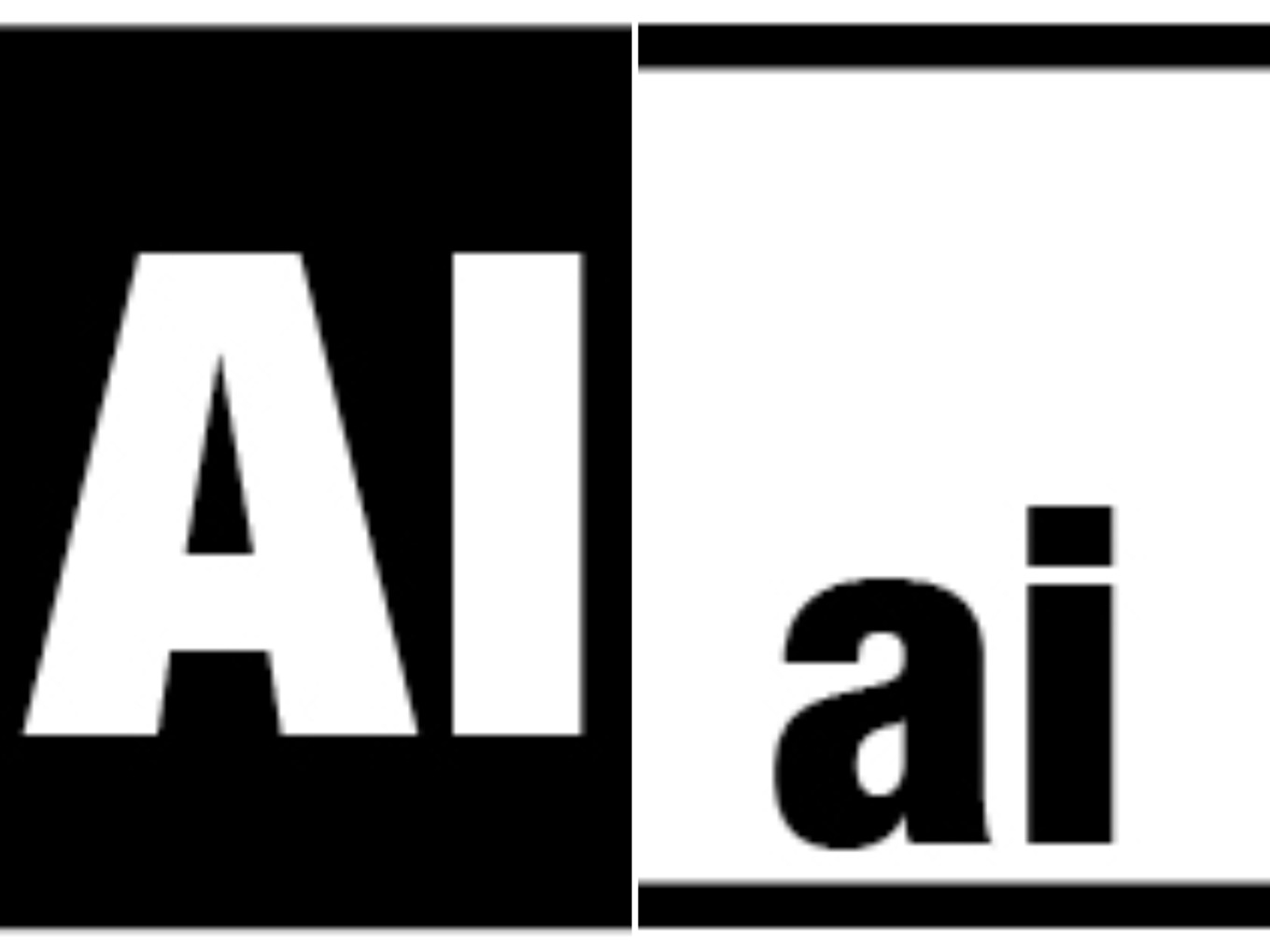 En svart ruta med stora bokstäver ”AI” skulle visa att låten är ”AI-genererad”. En vit ruta med mindre "ai" skulle användas för låtar som är ”AI-assisterade". Pressbild. Foto: RIAA.