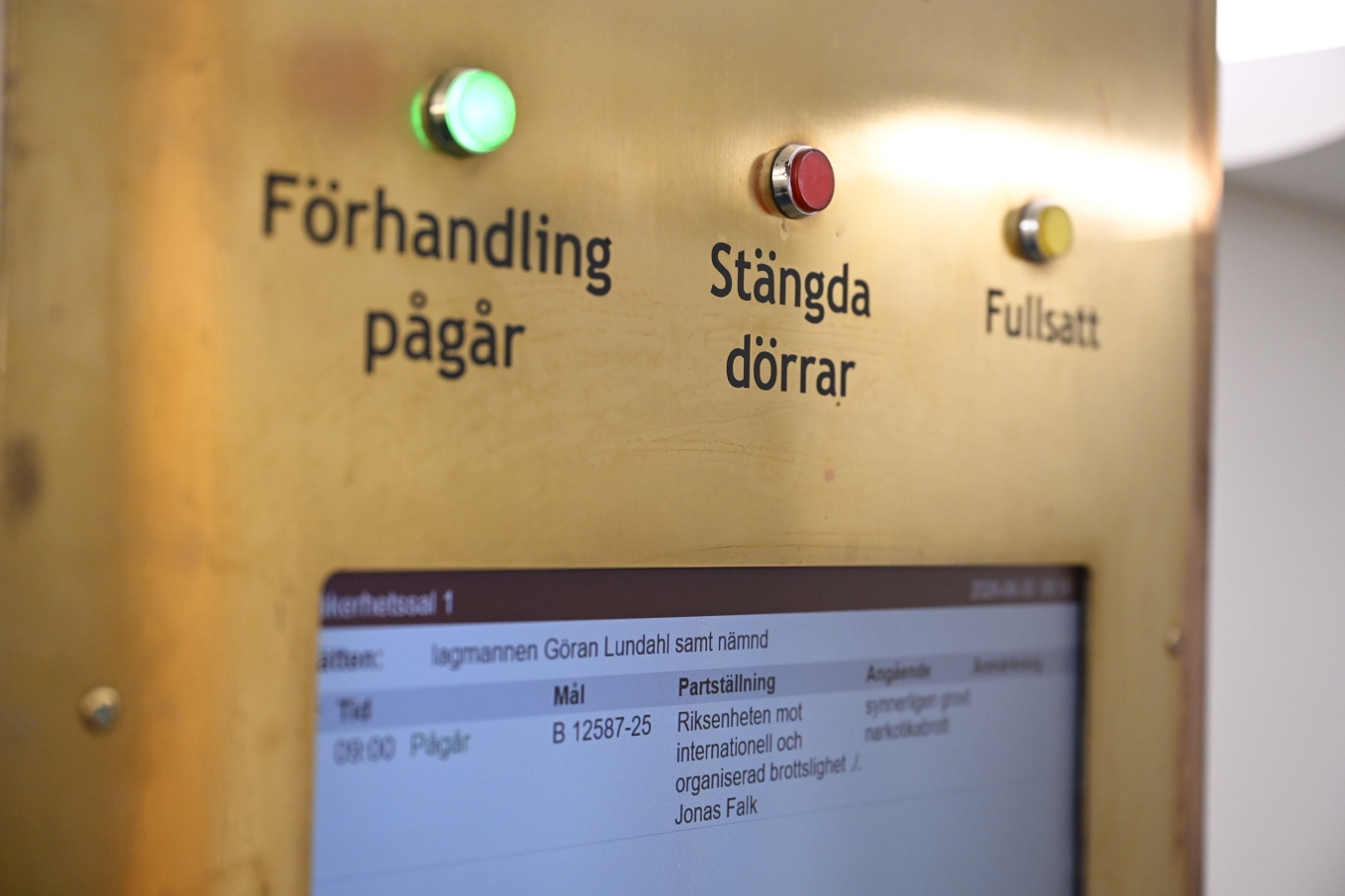 Huvudförhandlingen i målet mot Jonas Falk avslutades på tisdagen i Stockholms tingsrätt. Bild från då rättegången inleddes. Foto: Jessica Gow/TT