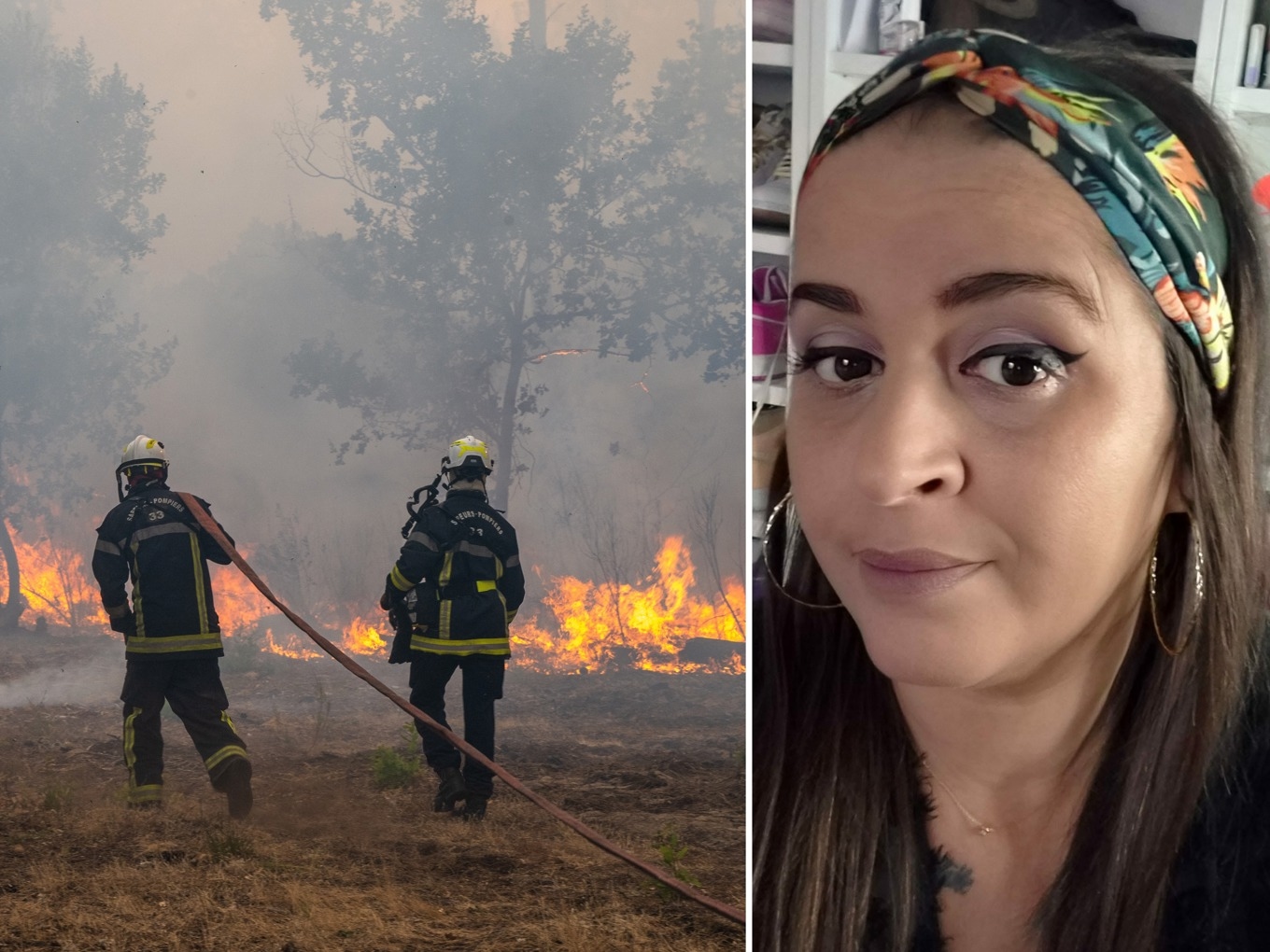 Rabia Fontelas evakuerades från sitt hem i fredags. Hon berättar att det inte går att andas på grund av röken. Foto: Caroline Blumberg/AP/TT Privat
