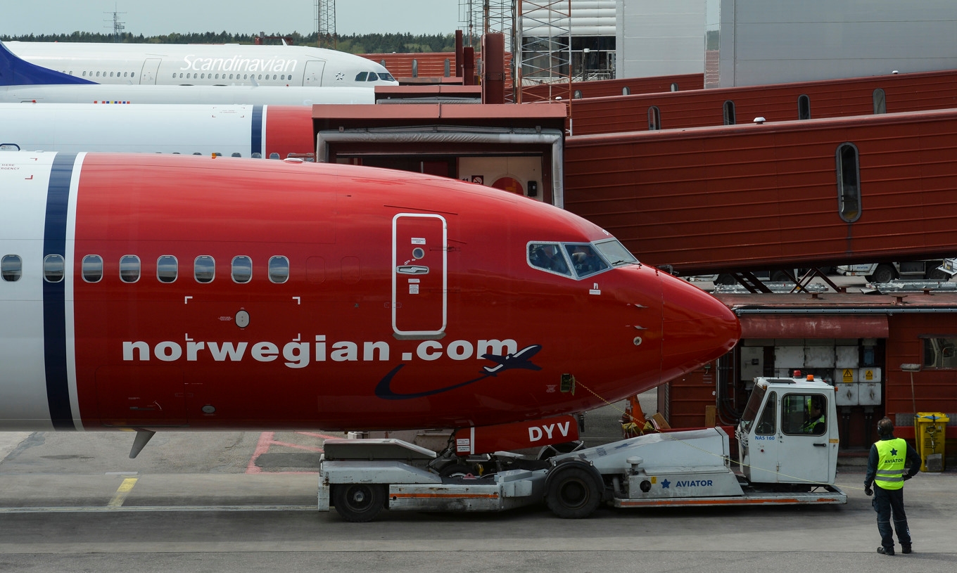 Ett av Norwegians plan på Arlanda i Stockholm. Arkivbild. Foto: Johan Nilsson/TT