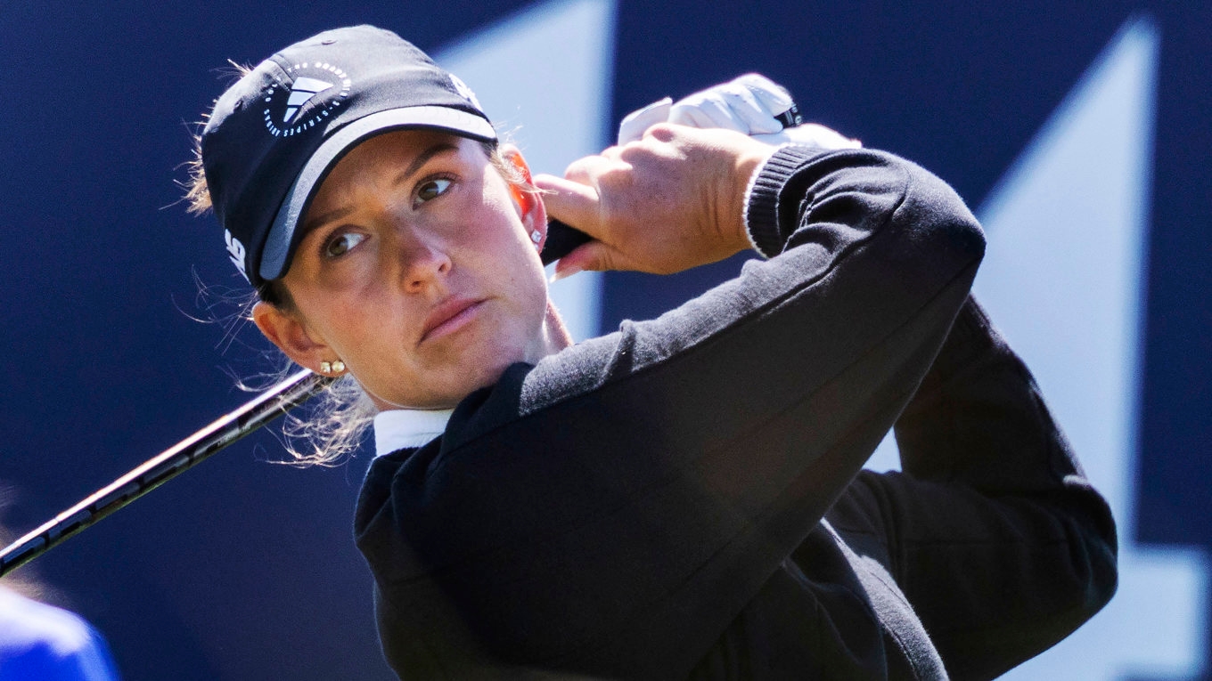 Linn Grant under den första tävlingsdagen av British Open utanför Blackpool. Foto: Christer Höglund/TT