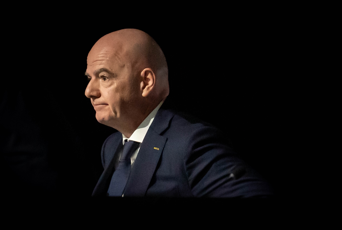 Fifas ordförande Gianni Infantino får inte gehör för sitt förslag att sälja ut fotbolls-VM. Foto: ETHAN CAIRNS /AP/TT