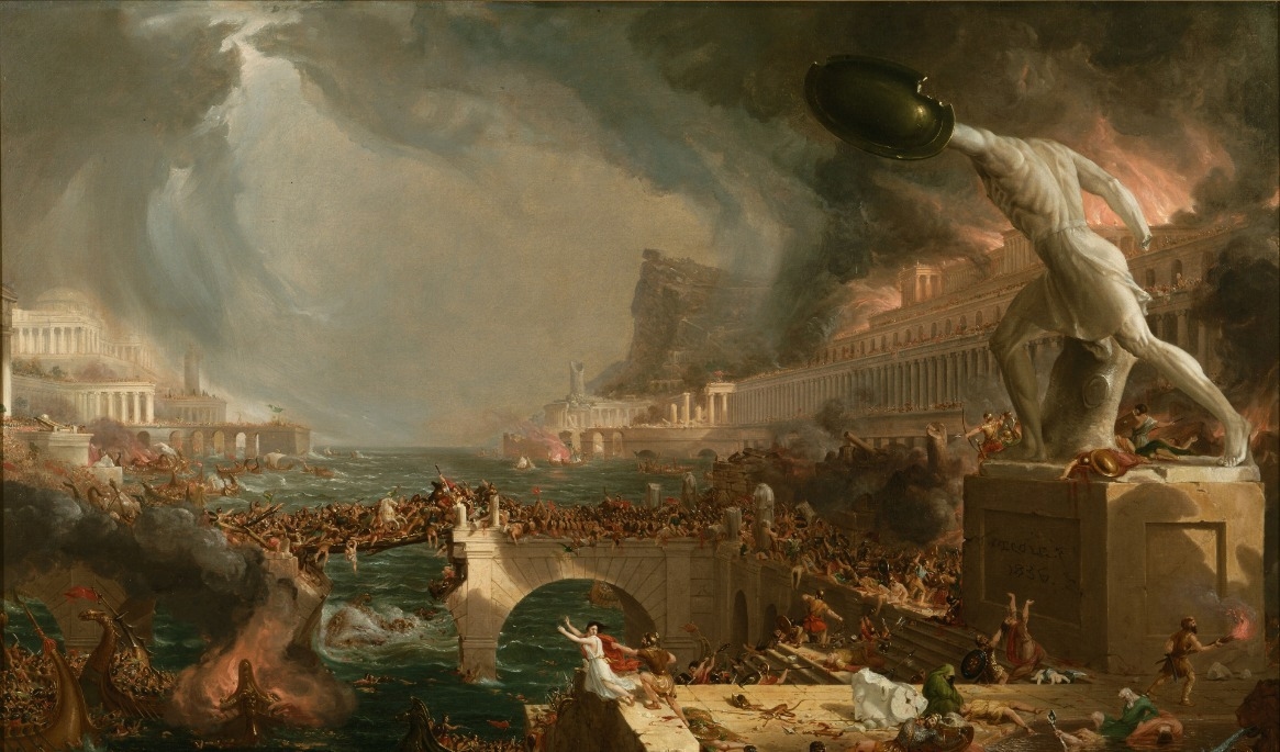 Fascismen romantiserade romarriket och såg kriget som ett sundhetstecken. ”The Course of Empire”, en målning av Thomas Cole (1801–1848). Foto: New York Historical/Wikimedia Commons