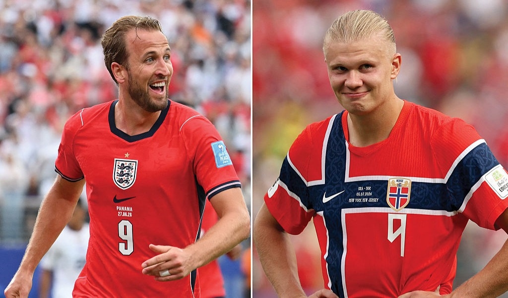 Harry Kane eller Erling Haaland? Någon av de bägge lär avgöra kvartsfinalen när länderna möter varandra i Miami. Foto: Angela Weiss and Odd Andersen / AFP via Getty Images
