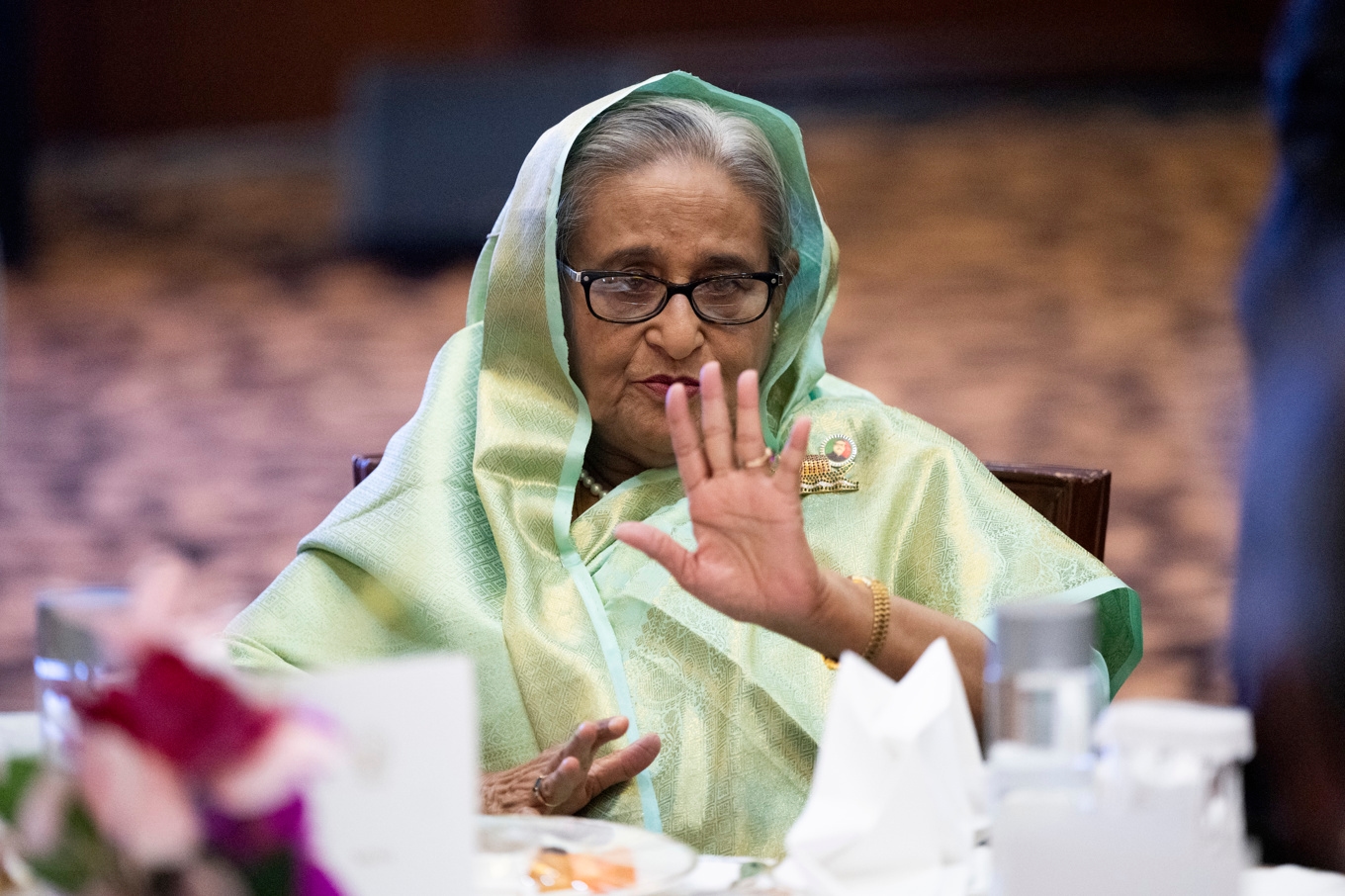 Bangladeshs tidigare premiärminister Sheikh Hasina, här på en bild från mars 2024. Foto: Henrik Montgomery/TT