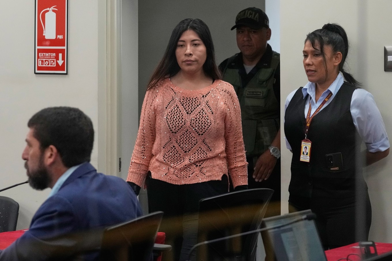 Betssy Chávez vid en rättegång i Lima, Peru, i mars 2025. Arkivbild. Foto: Martin Mejia/AP/TT
