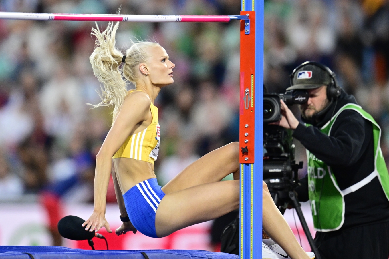 Louise Ekman slutade sexa i damernas höjdfinal. Foto: Jonas Ekströmer/TT