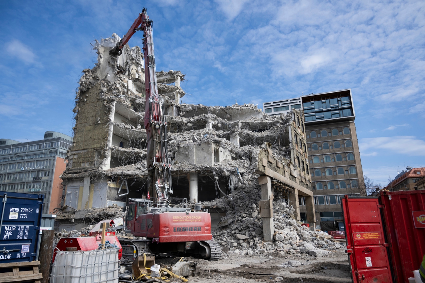 Rivning av fastighet vid Rödbogatan/Tegelbacken i Stockholm. Arkivbild. Foto: Henrik Montgomery/TT