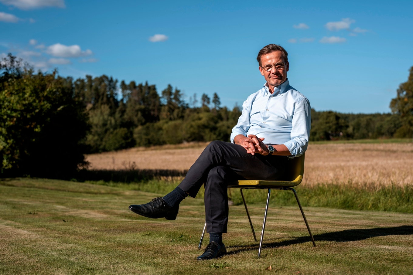Statsminister Ulf Kristersson (M) på valturné i Eggvena utanför Herrljunga. Foto: Björn Larsson Rosvall/TT