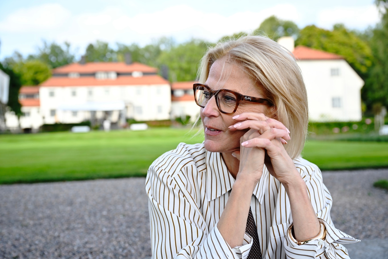 Finansminister Elisabeth Svantesson (M) på Harpsund vid samma tid förra året. Arkivbild. Foto: Henrik Montgomery/TT