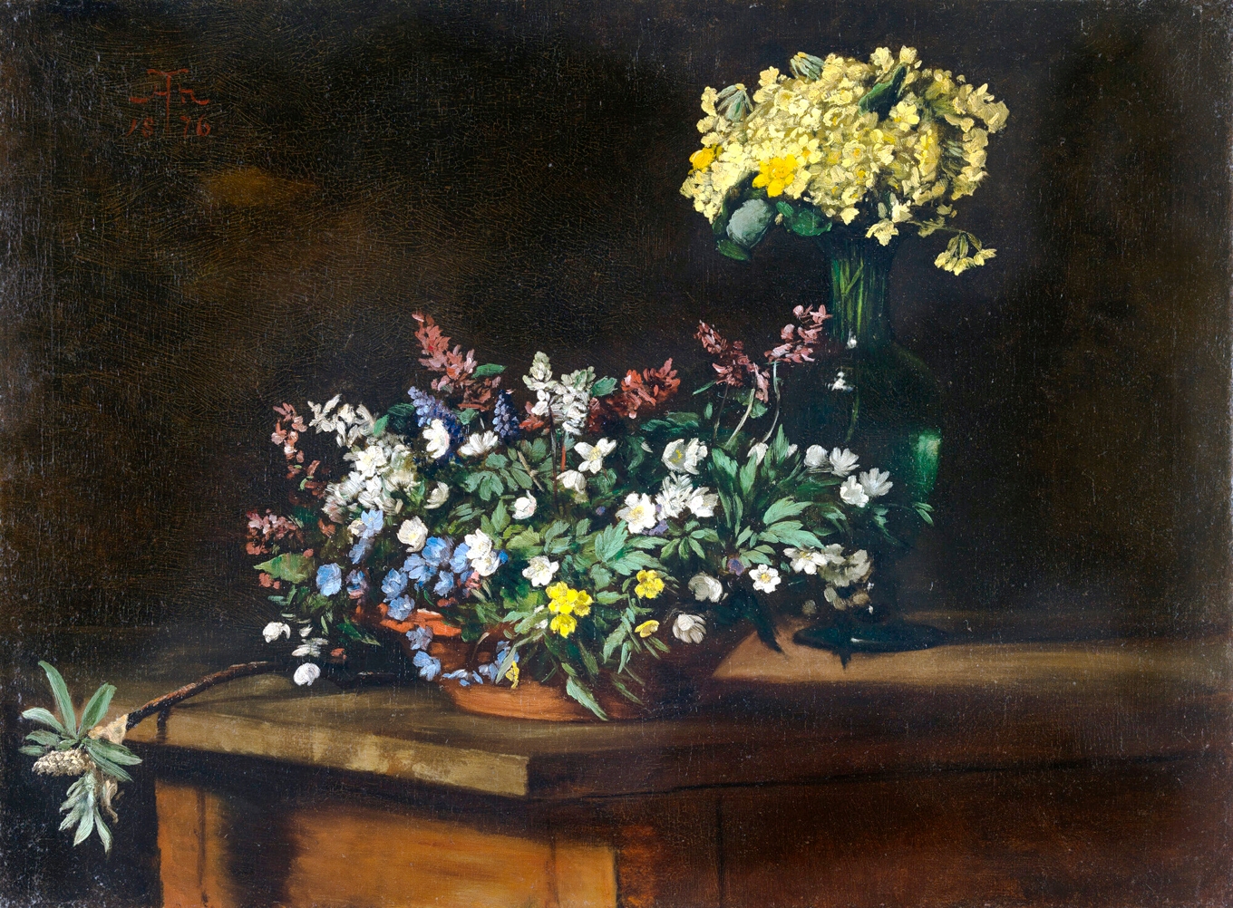 Skönhet och innerlighet tycks dela modersmål. ”Vårblommor”, målning av Hans Thoma (1839–1924). Foto: Karl & Faber Kunstauktionen/Wikimedia Commons