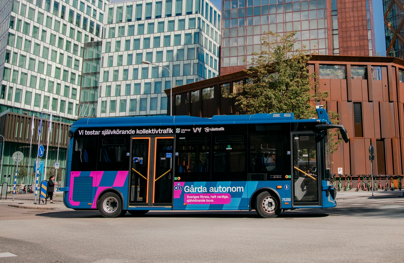 Göteborgs självkörande buss. Pressbild. Foto: Moa Carlsson/Västtrafik
