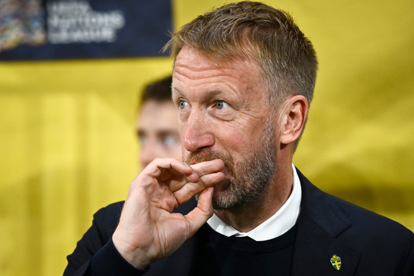 Förbundskapten Graham Potter har kallat in Eric Smith efter det att sjukdom spridit sig i landslaget inför matchen mot Bosnien-Hercegovina. Foto: Fredrik Sandberg/TT