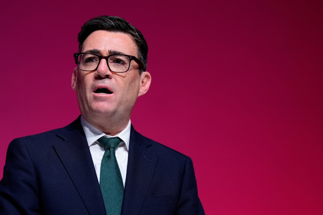 Storbritanniens premiärminister Andy Burnham vid veckans partikonferens i Liverpool för regerande Labour. Foto: Stefan Rousseau/AP/TT