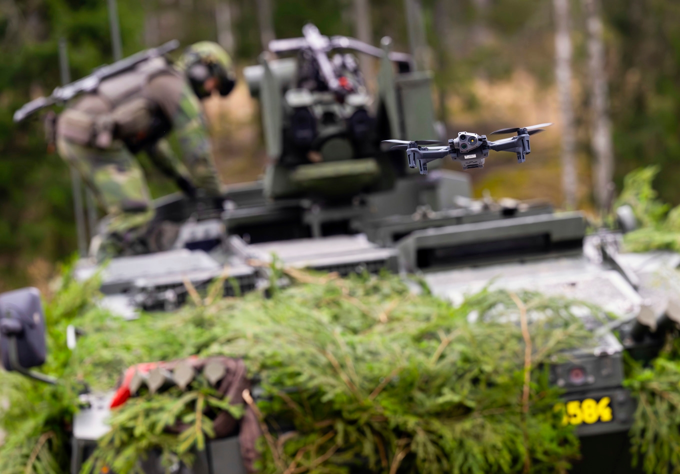 Livgardesbrigadens drönarverksamhet under en övning där man fokuserar på utveckling av drönarförmåga tillsammans med Ukraina och Operation Interflex. Foto: Jonas Ekströmer/TT
