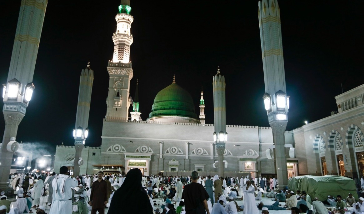 Profeten Muhammeds moské, al-Masjid an-Nabawi, i Medina. Arkivbild. Foto: Nariman El-Mofty/AP/TT