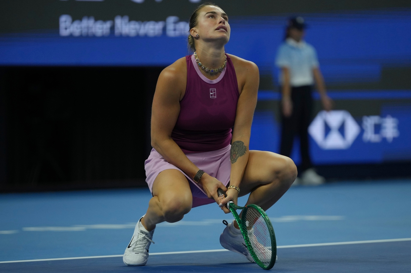 Aryna Sabalenka är utslagen ur China Open. Foto: Ng Han Guan /AP/TT