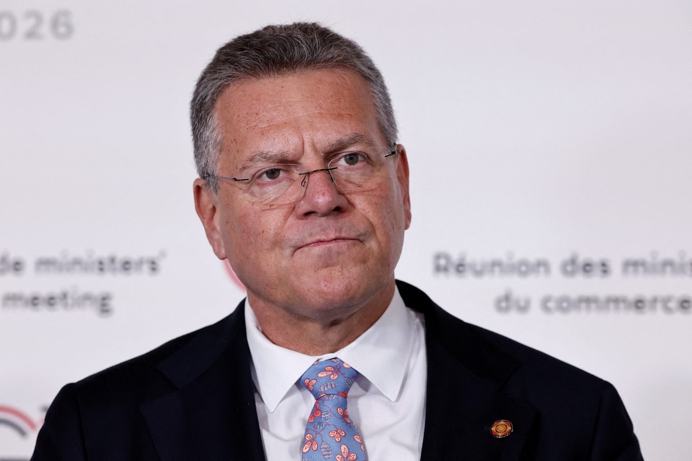 EU:s handelskommissionär Maros Sefcovic vid ett G7-möte i Paris i våras. Arkivbild. Foto: Benoit Tessier/AP/TT