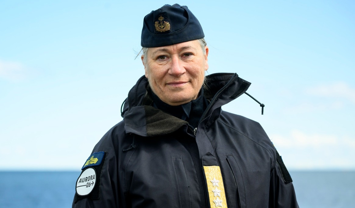 Ewa Skoog Haslum, under övningen Aurora i våras. Arkivbild. Foto: Henrik Montgomery/TT