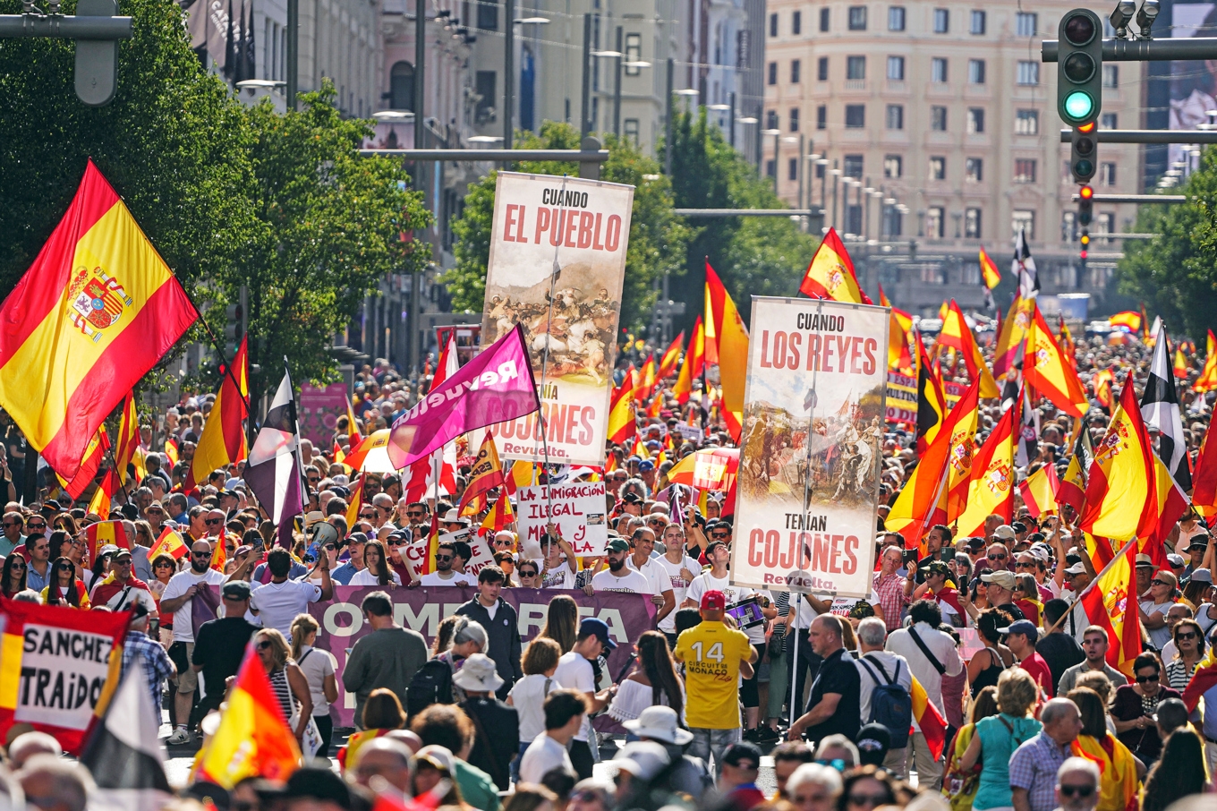 Demonstrationer i Ceuta mot Madrids hantering av det rekordstora inflödet av migranter i slutet av juli. Foto: Oscar del Pozo/AFP/Getty Images