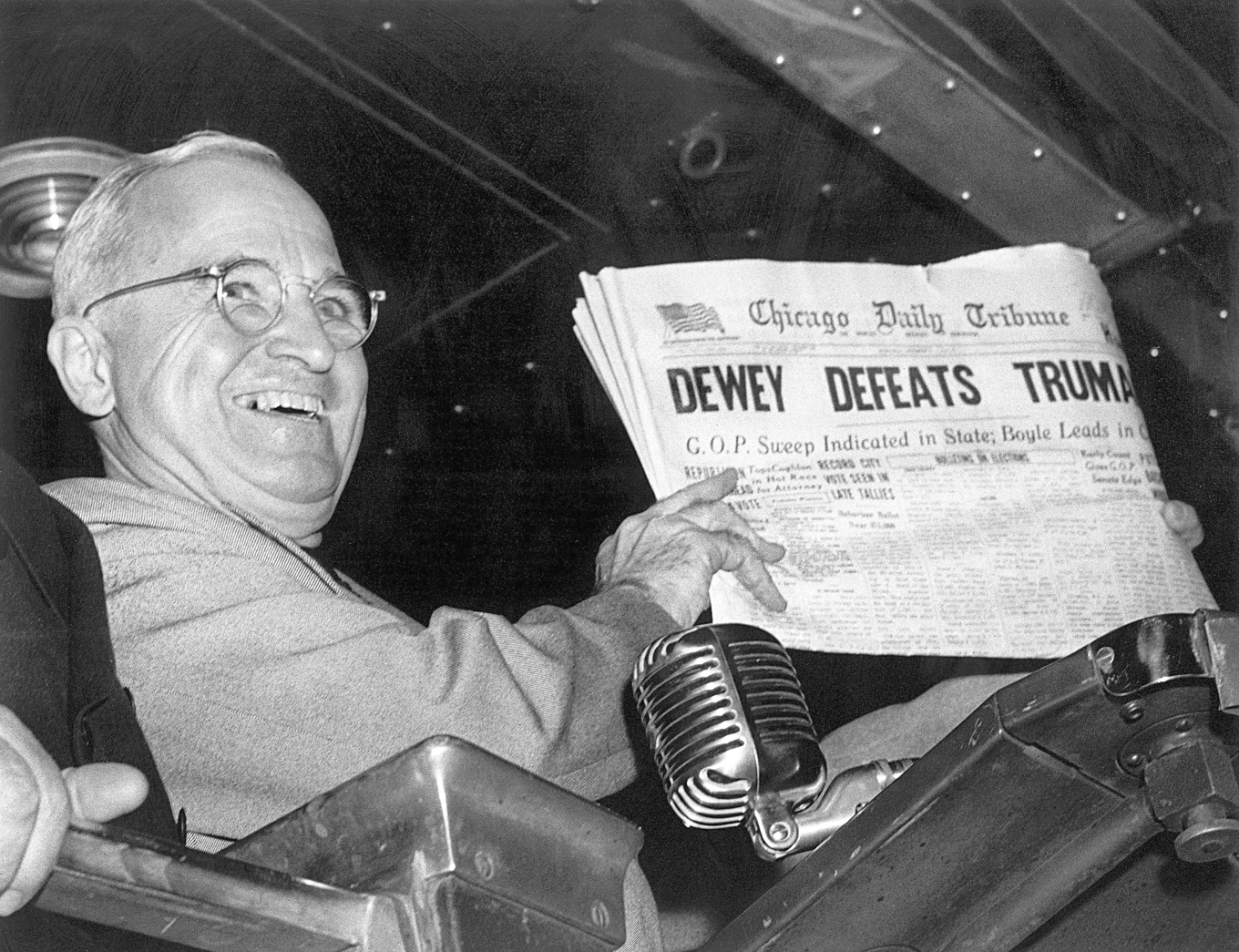 Inför presidentvalet 1948 förutspådde opinionsmätningarna entydigt en seger för republikanen Thomas Dewey, men i slutändan vann den sittande demokraten Harry S. Truman klart. foto: Wikimedia Commons