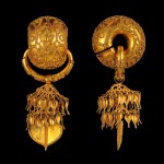 Ett par örhängen från andra fjärdedelen av 500-talet i guld. Utgrävd från Bomun-dong Hapjangbuns grav. Utlånad av National Museum of Korea (Foto: National Museum of Korea)