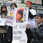 Japan, Tokyo: Aktivister uppmärksammade den fängslade demokratiledaren Aung San Suu Kyi. (Foto: Kazuhiro Nogi/AFP)
