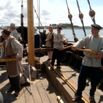 Äntligen - på väg mot Varbergs innerhamn för invigning av Galten. (Foto: Fredrik Nilsson)