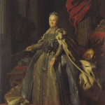 Katarina II, kejsarinna av Ryssland, 1776. Katarina den Stora, kusin till Gustav den III tyckte inte om porträttet. Hon tyckte att hon såg ut som en piga. Nöjd med detaljerna runt omkring lät hon därför kopiera upp allt utom huvudet som målades om. (Foto: Eremitaget, S:t Petersburg)