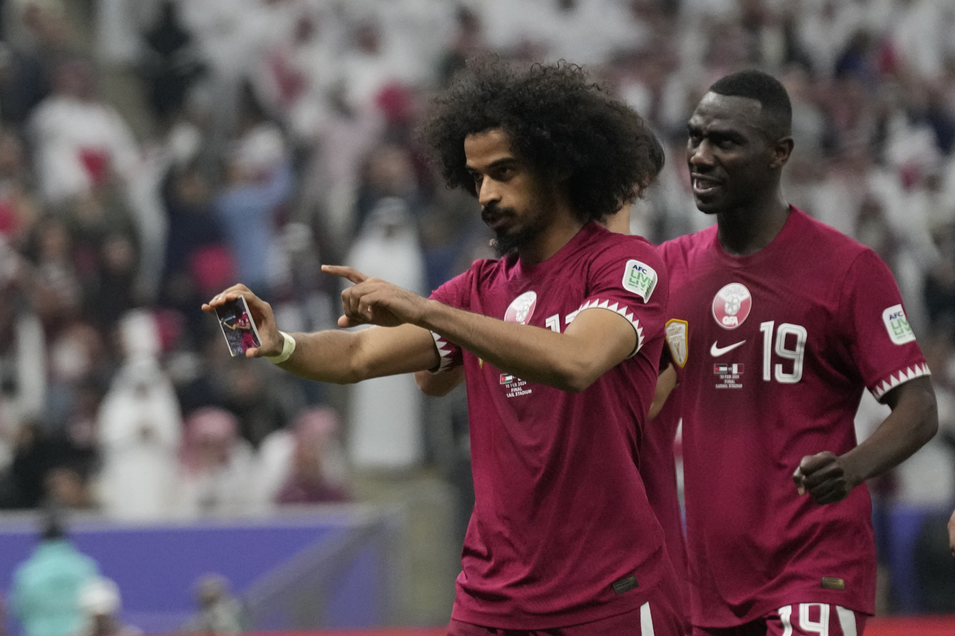 Akram Afif spräckte nollan. Foto: Aijaz Rahi/AP/TT