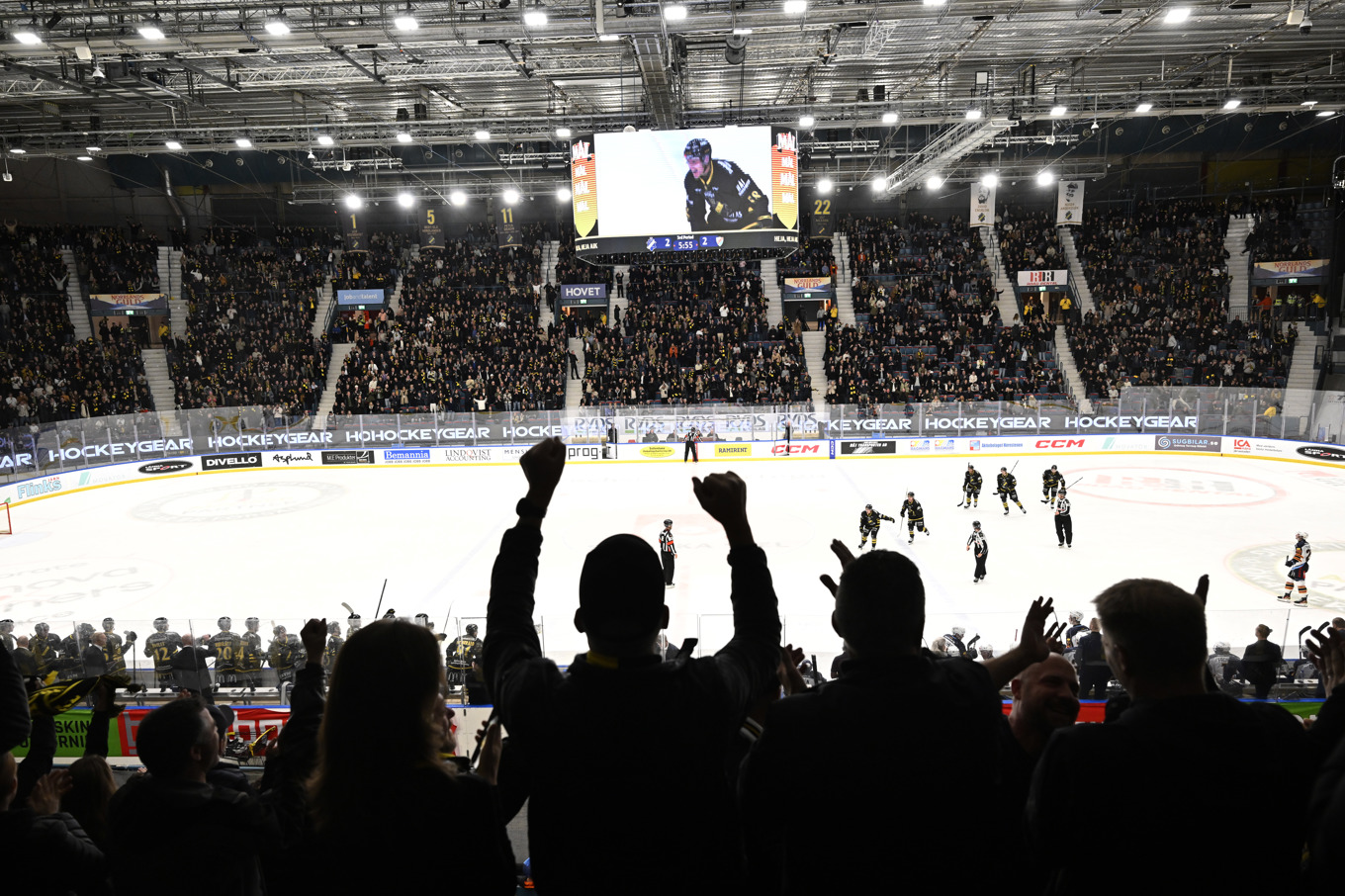 Inför derbymatcherna i den hockeyallsvenska finalen fördöms hoten som domarna har mottagit. Arkivbild. Foto: Henrik Montgomery/TT