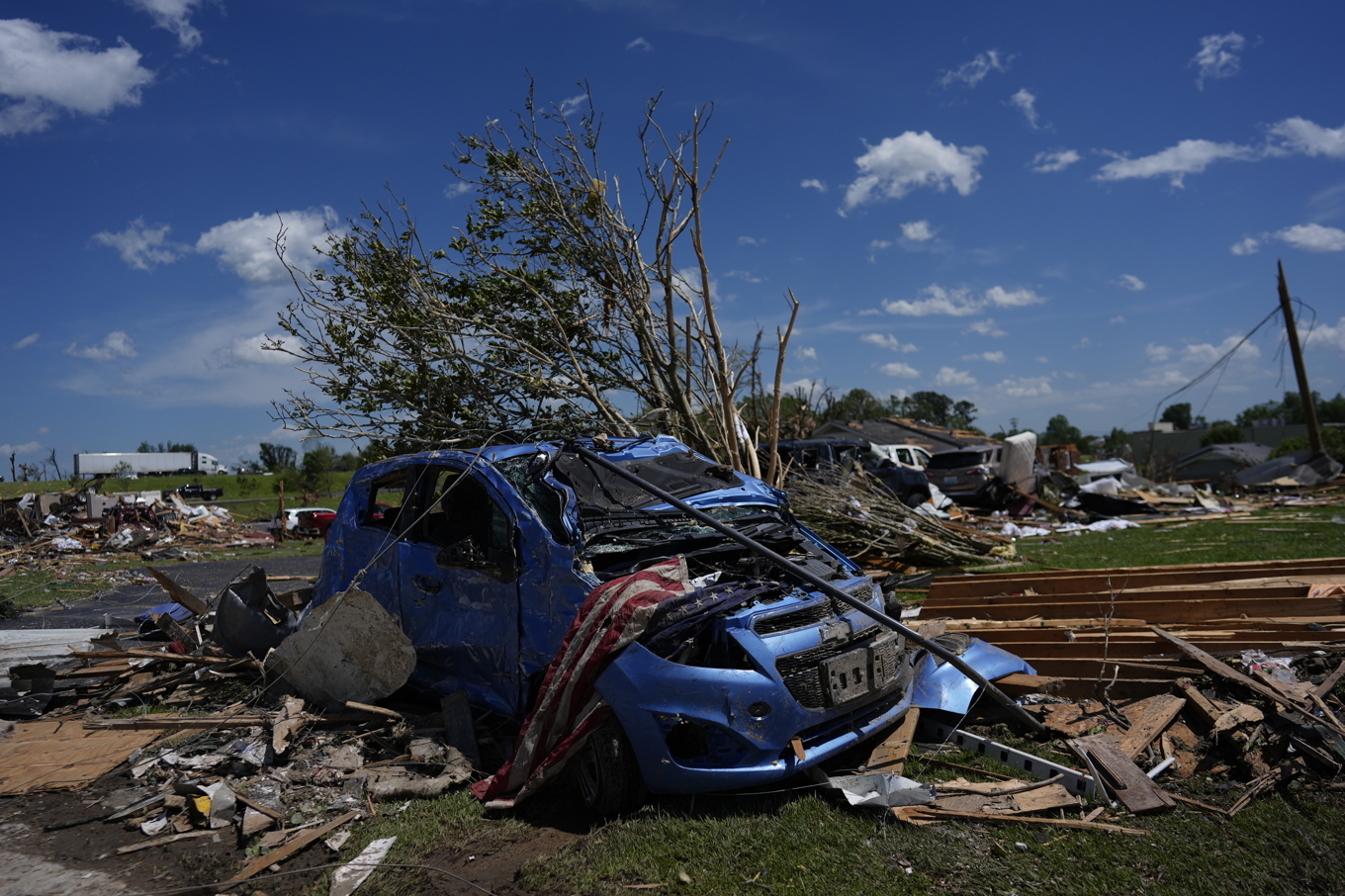 Förödelse i London, Kentucky, där flera personer dödades i ett omfattande oväder. Foto: Carolyn Kaster/AP/TT