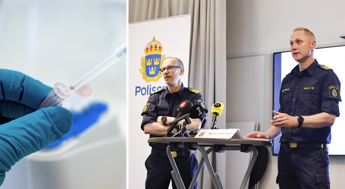 Från och med i sommar får polisen ta hjälp av släktforskning för vissa grova brott. Niclas Andersson från Noa (th) och Erik Borendal från Nationellt forensiskt centrum vid en pressträff på måndagen. Foto: Pontus Lundahl/Caisa Rasmussen/TT