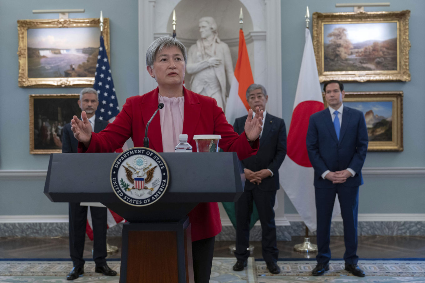 Australiens utrikesminister Penny Wong vid tisdagens besök i Vita huset. Foto: Jose Luis Magana/AP/TT