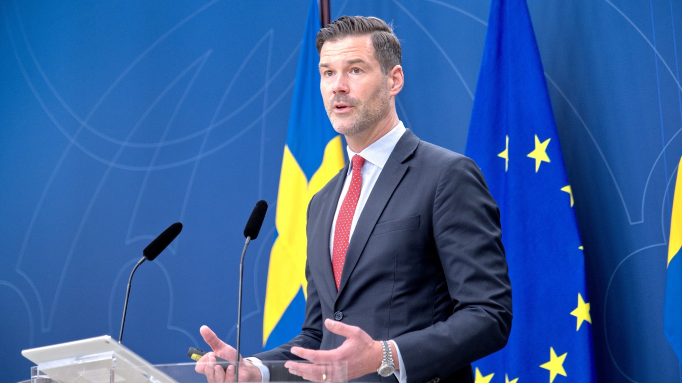 Migrationsminister Johan Forssell (M). Foto: Marcus Strand