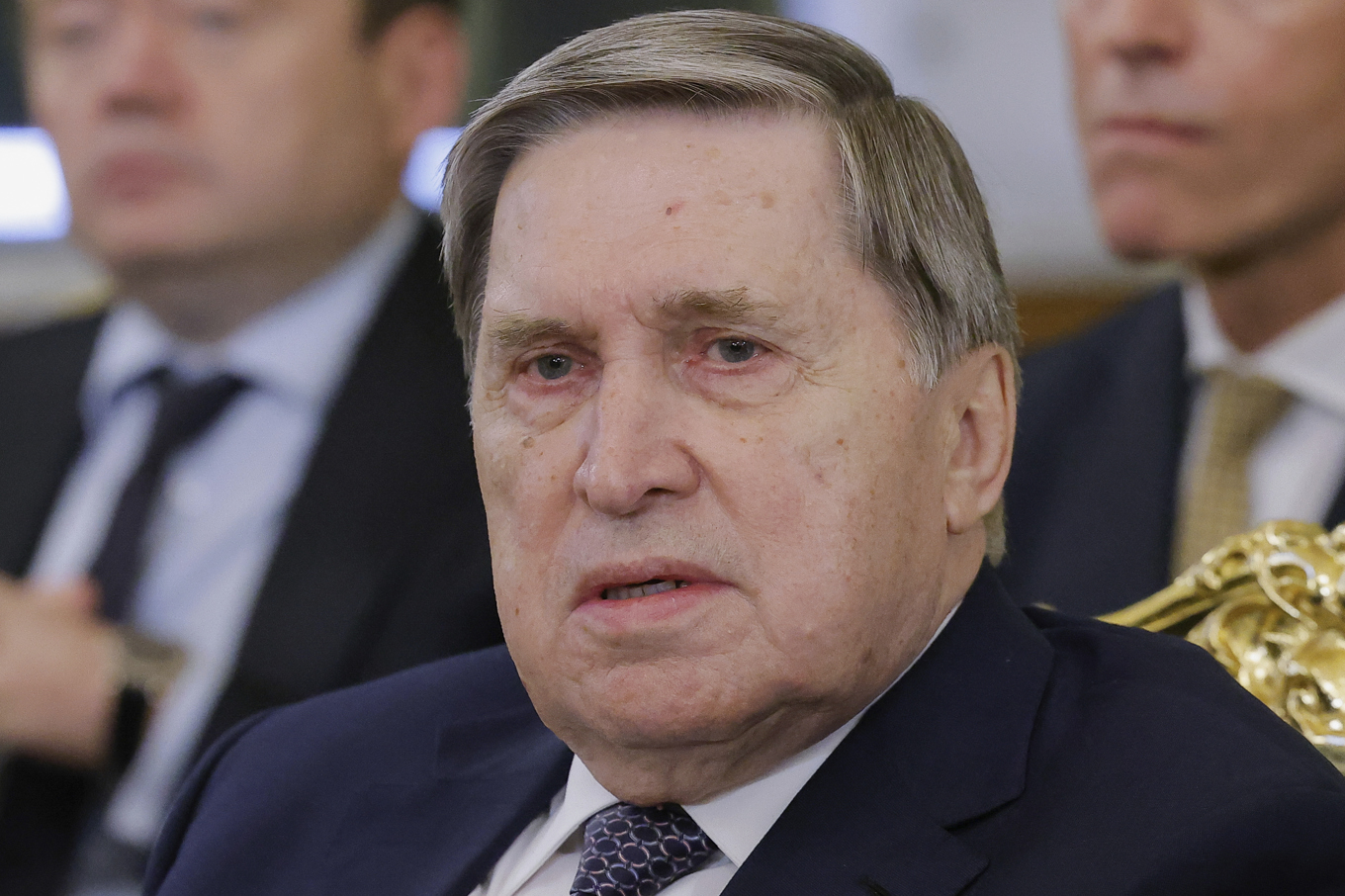 Ryske presidentrådgivaren Jurik Usjakov. Arkivbild. Foto: Maxim Shemetov/AP/TT