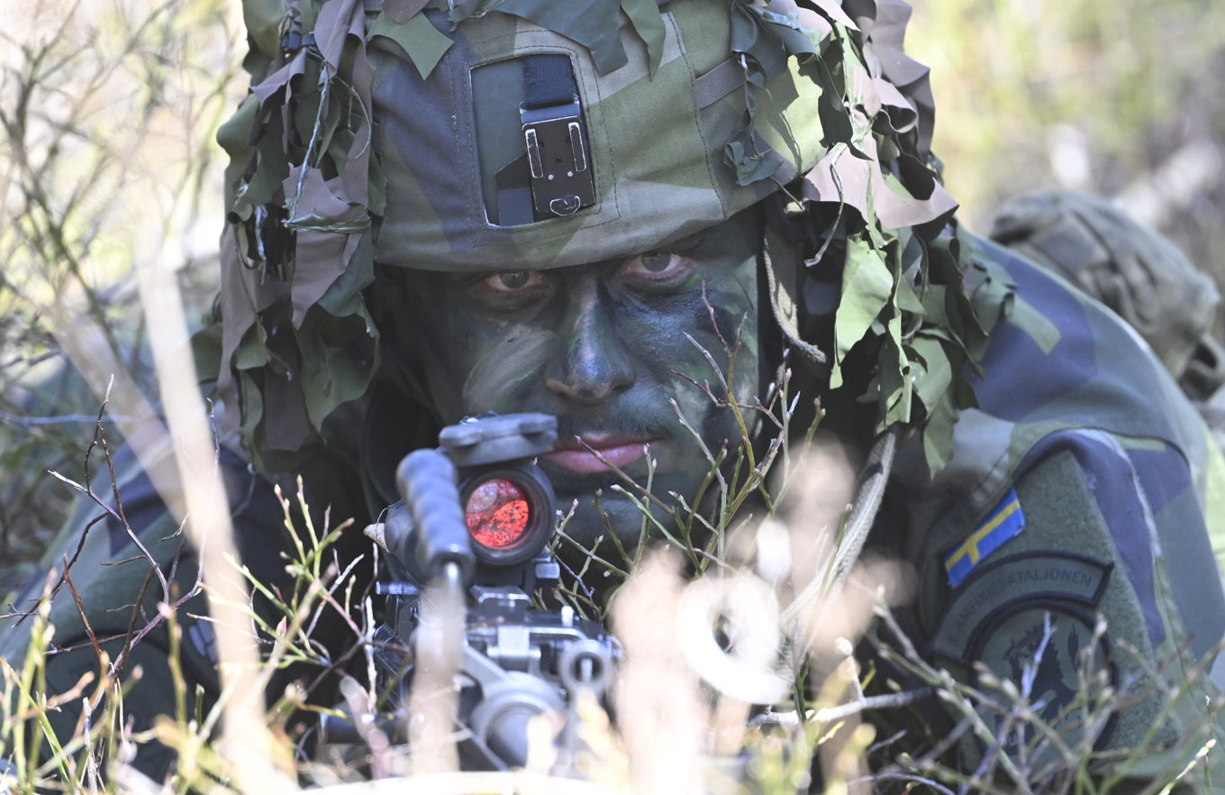 Färre är beredda försvara Sverige med vapen. Arkivbild. Foto: Fredrik Sandberg/TT